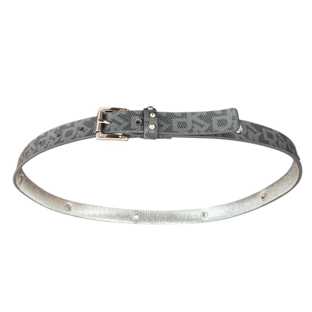 DKNY Womens Gray Metallic Logo Belt Size S
36”